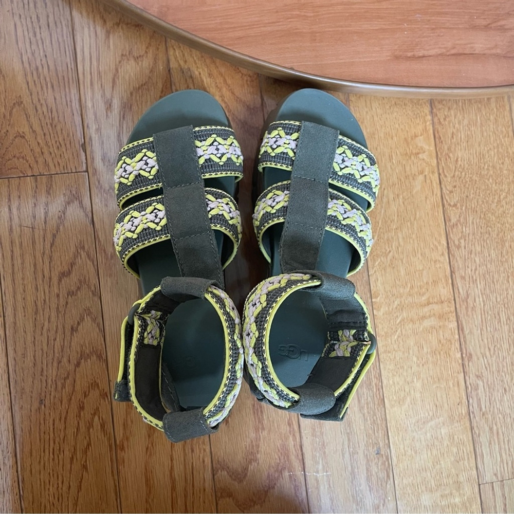 UGG ASHTON HERITAGE BRAID STRAPPY BURNT OLIVE CHUNKY SANDALS US 8 Boho Lug Sole - Picture 8 of 12